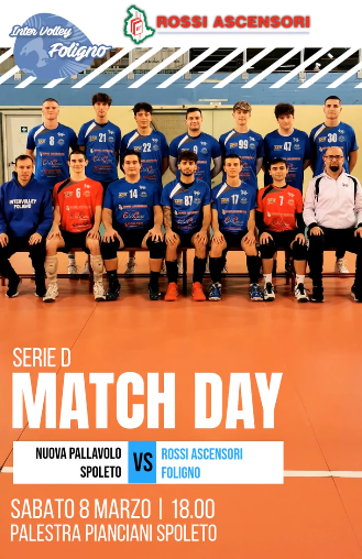 Prossima partita di serie D sabato 8 marzo a Spoleto